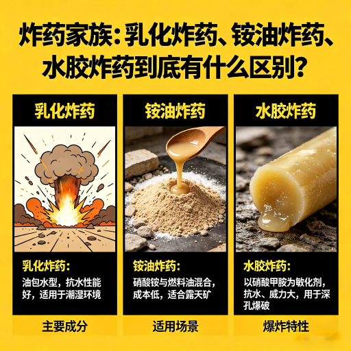 天水炸药家族：乳化炸药、铵油炸药、水胶炸药到底有什么区别？